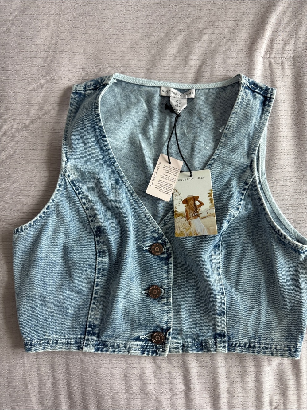 Sincerely Jules - Vintage-Inspired Light Blue Denim Vest